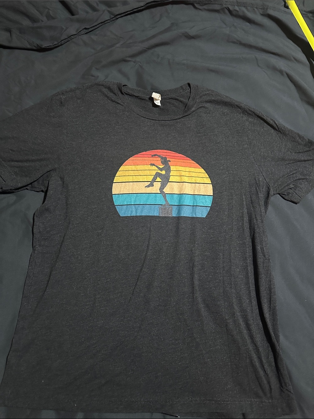 Black Graphic Sunset Karate Kid Silhouette T-Shirt